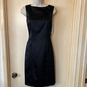 David Meister Black Satin Mini Dress size 6